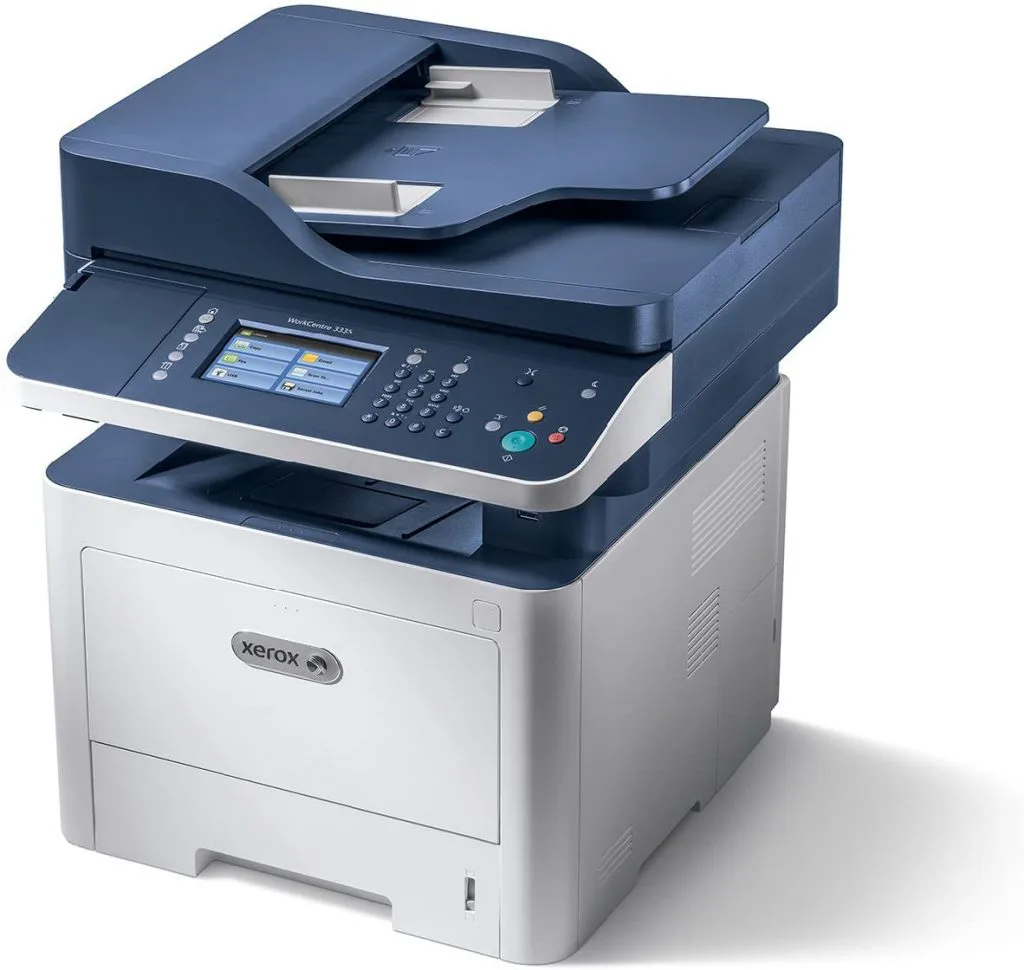 一台蓝白配色的施乐(Xerox)多功能打印复印一体机产品图