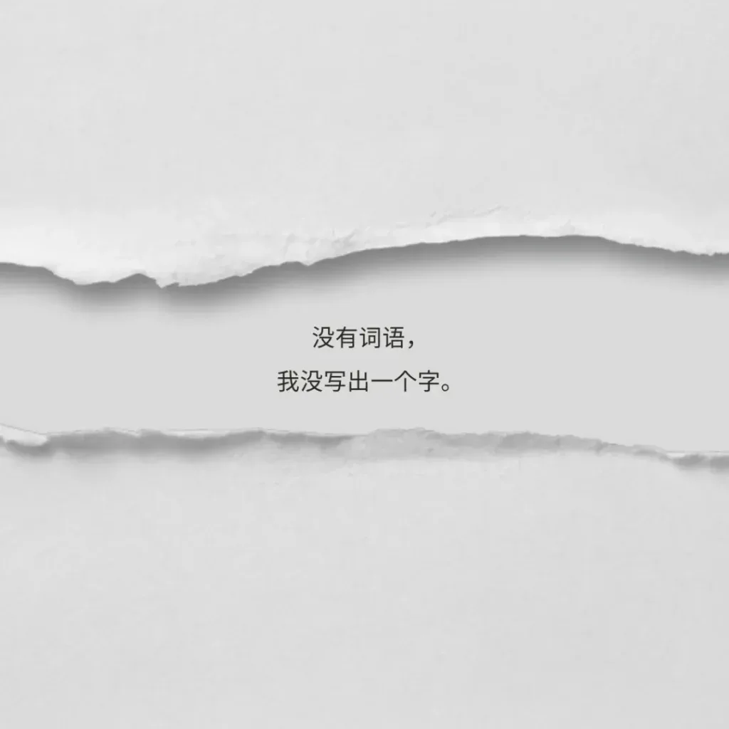 撕裂纸张纹理背景上的诗句:没有词语,我没写出一个字。